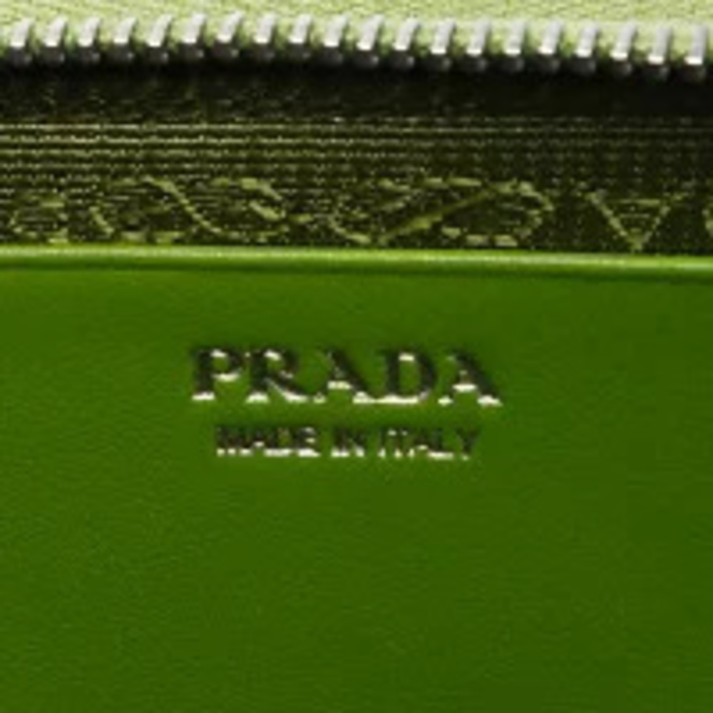 Prada Triangle Logo Peach Patent Vernis Chain Shoulder Bag Green - Picture 12 of 13